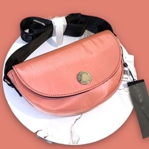 Kendall + Kylie Crossbody, Shoulder Bag with Button Closure Satin Touch Coral